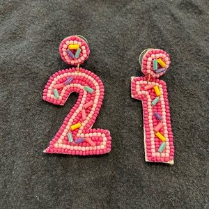 21st (or 12th) birthday earrings for pierced ears by Caroline Hill beaded